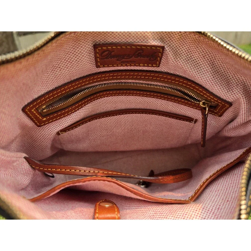 Dooney Bourke Dillen Black Pebbled Leather Hobo Bag Double Pocket GUC